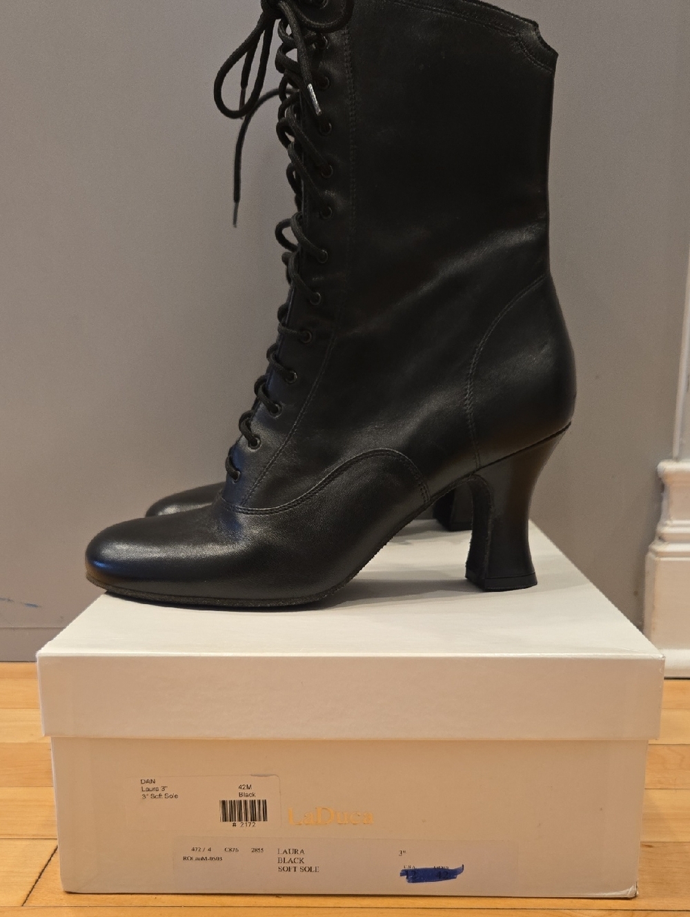 LaDuca Lace-Up Victorian-Inspired Women's Ankle Boots in Black